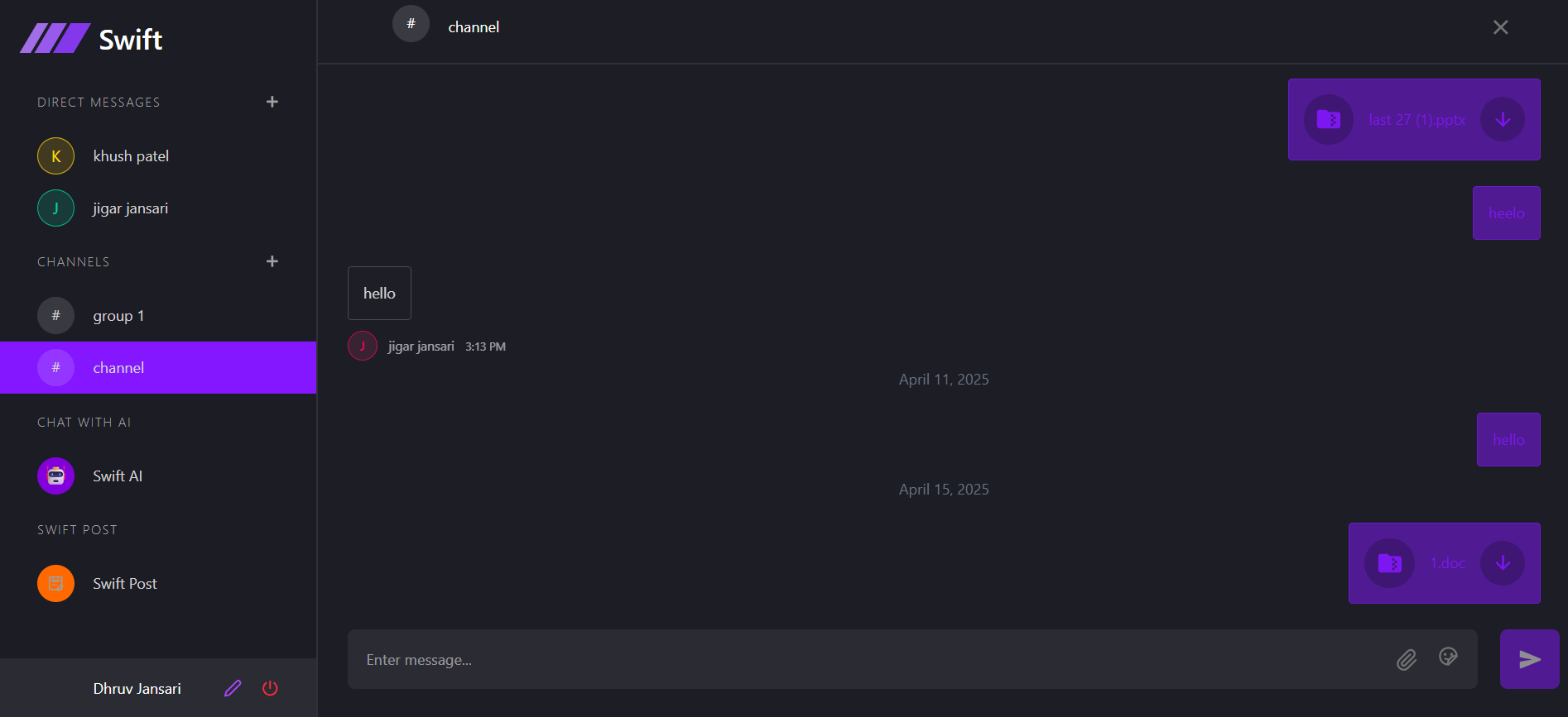 SwiftChat project preview by Dhruv Jansari