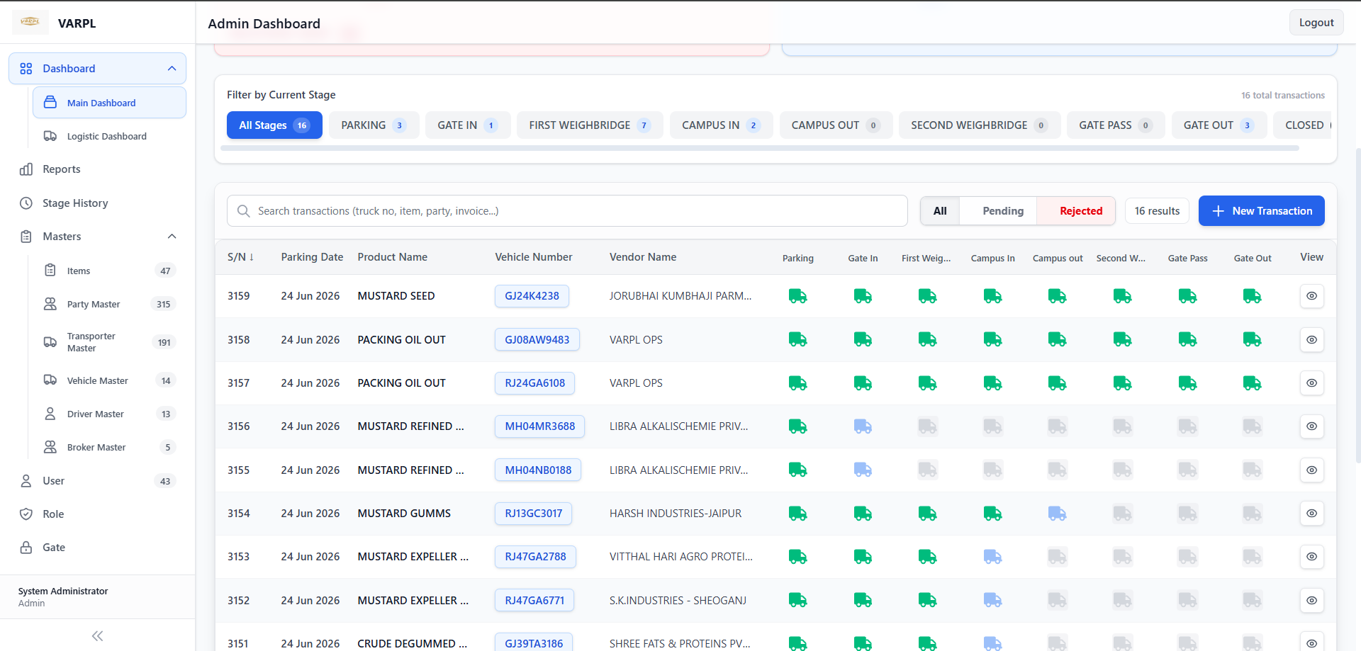Vaishnodevi Agro CRM project preview by Dhruv Jansari